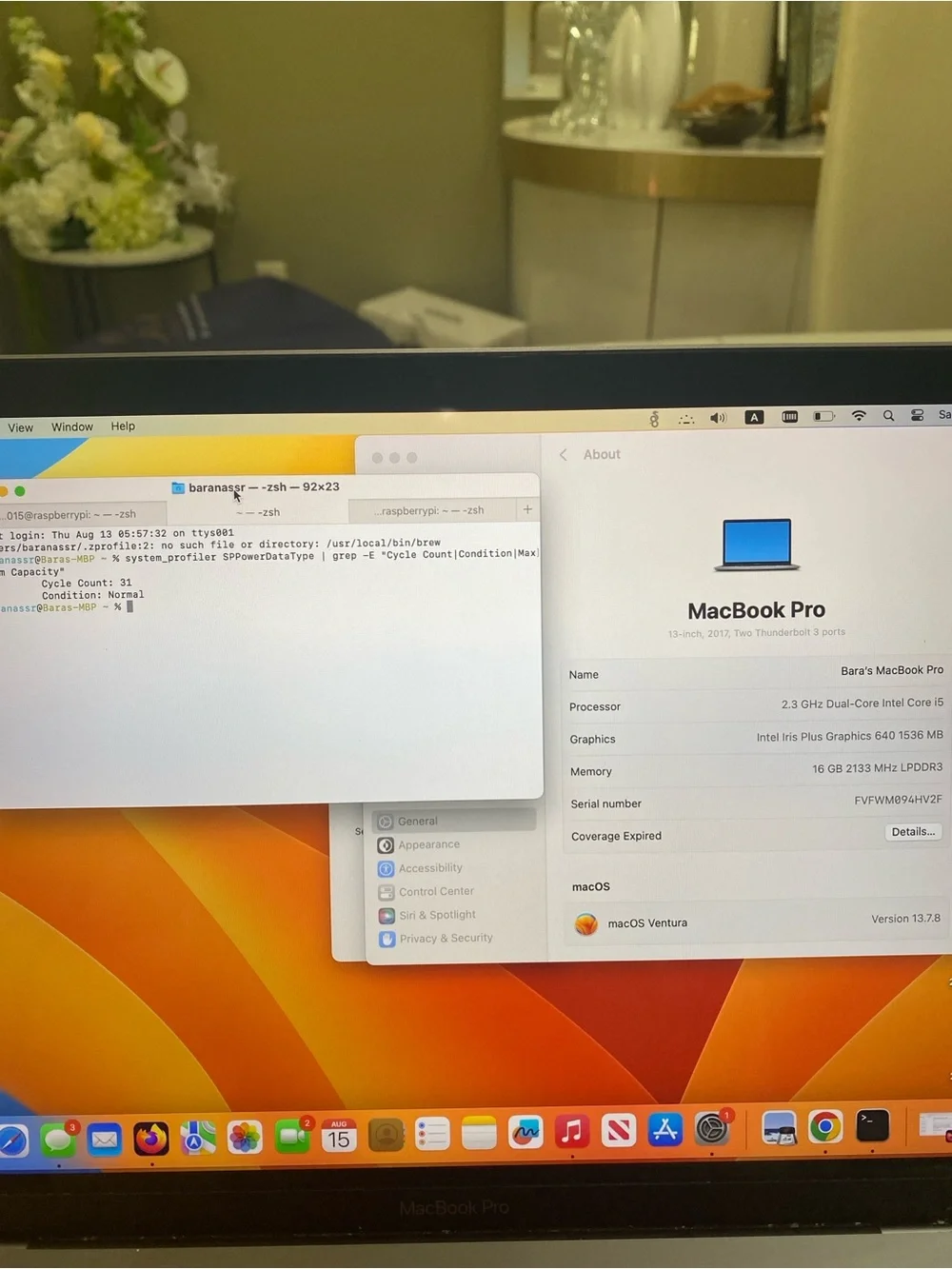 Apple MacBook Pro 2017 16 GB RAM 256 GB SSD Storage
